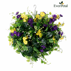 Large Outdoor Artificial Hanging Basket | Yellow & Purple