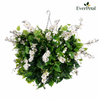 Large Outdoor Artificial Hanging Basket | All White